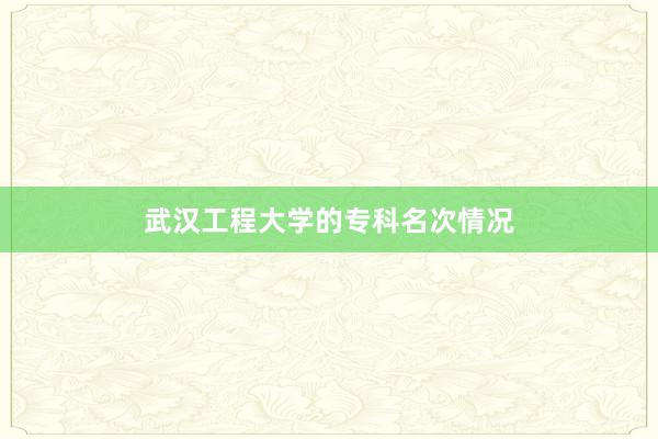 武汉工程大学的专科名次情况