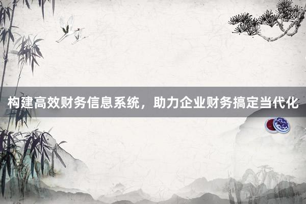 构建高效财务信息系统，助力企业财务搞定当代化
